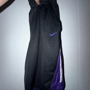 Nike Black Athletic Pants with Purple Drawstring